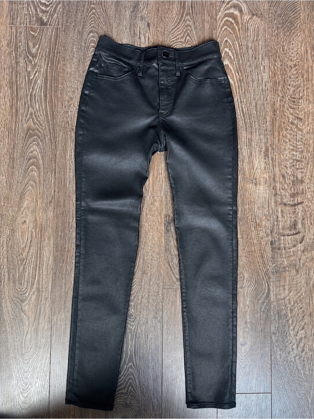 Express High Rise Coated Black Skinny Jeans — Sz 4L
